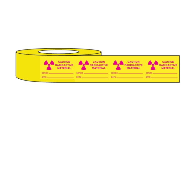 Caution Radioactive Material Series Date write on 1-1/2 x 500, PK6